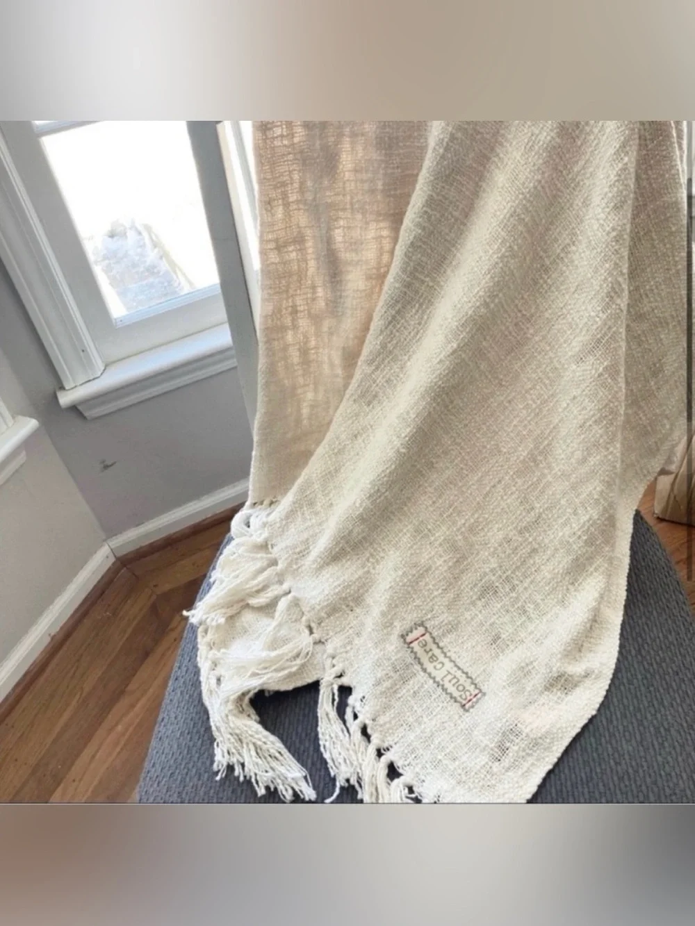 Soul Care Permission Granted Fringed Cream 60 x 50 Throw Blanket